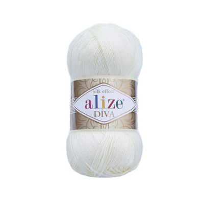 Пряжа Alize (Ализе) Diva / уп.5 мот. по 100 г, 350м, 1055 сахарно-белый A