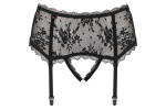 Кружевные трусики-пояс Behindy с пажами (Размер: S-M) (Цвет: черный)