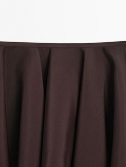 Massimo Dutti Короткая юбка с воланами и струящейся отделкой - Limited Edition, шоколадно-коричневый