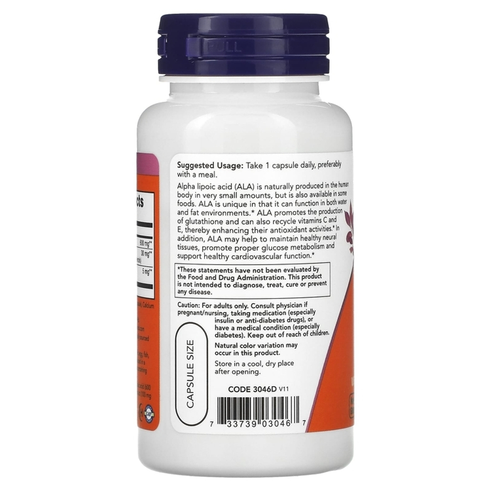 Now Foods Alpha Lipoic Acid 600 mg 60 veg capsules , Альфа-Липоевая кислота