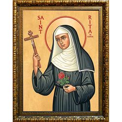 Святая Рита Кашийская. Икона на холсте.
