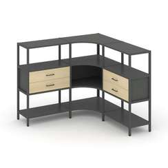 Shelf System Трехсекционный угловой стеллаж трехярусный с ящиками SN.STMU-331 Антрацит/Акация Лорка/