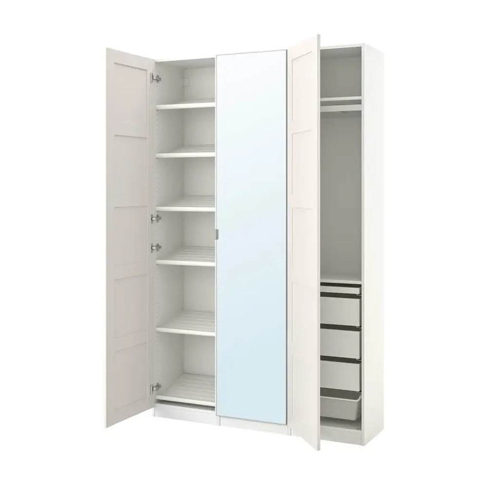 Шкаф с зеркалом - IKEA PAX/BERGSBO/ÅHEIM/AHEIM/ПАКС/БЕРГСБО/ОХЕЙМ ИКЕА, 38х150х236,4 см, белый