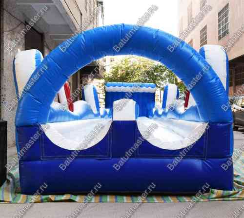 Водная горка с надувным дном, на подкачке ТУРБО "Под волной", 40*5*3 м