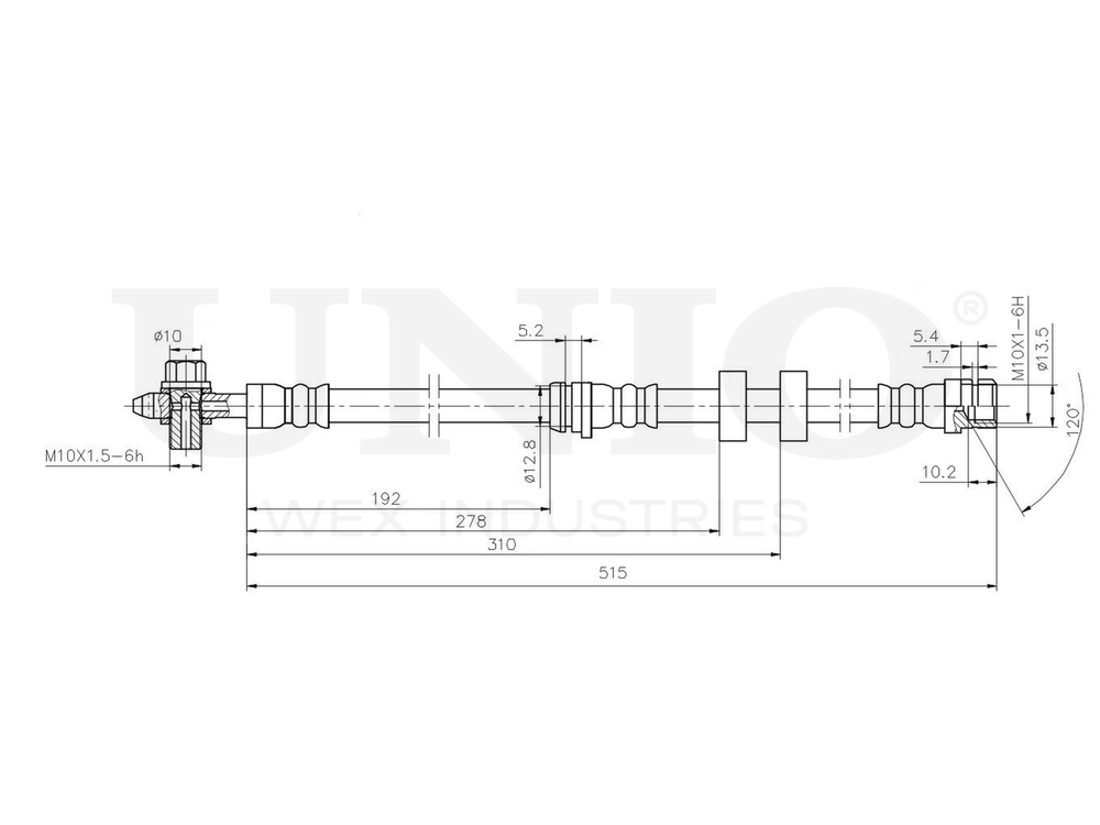 Шланг тормозной передний UNIO BRH-10045