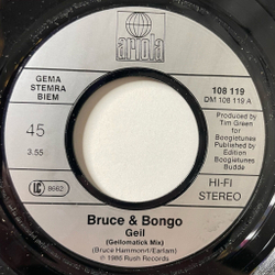 Винтажная виниловая пластинка LP Bruce and Bongo Geil (Germany 1986) 7 дюймов, 45 RPM, Single