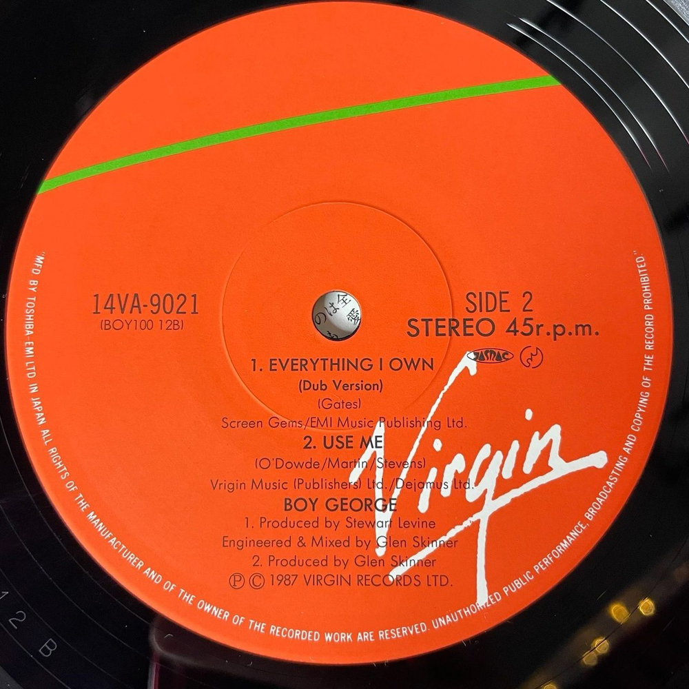 Винтажная виниловая пластинка LP Boy George Everything I Own (Japan 1987) (Obi) Maxi Single 45 RPM