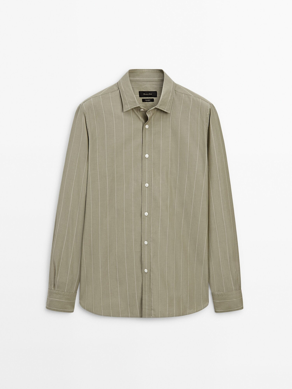 Massimo Dutti Рубашка из поплина в тонкую полоску, зеленый