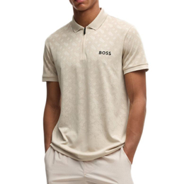 Мужское теннисное поло BOSS Philix TOC Jacquard - открытое бежевое