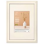 Рамка 21х30 см с паспарту 13х18 см, небьющаяся, аналог IKEA, багет 26 мм, МДФ, BRAUBERG "Zool", цвет слоновая кость, 391376