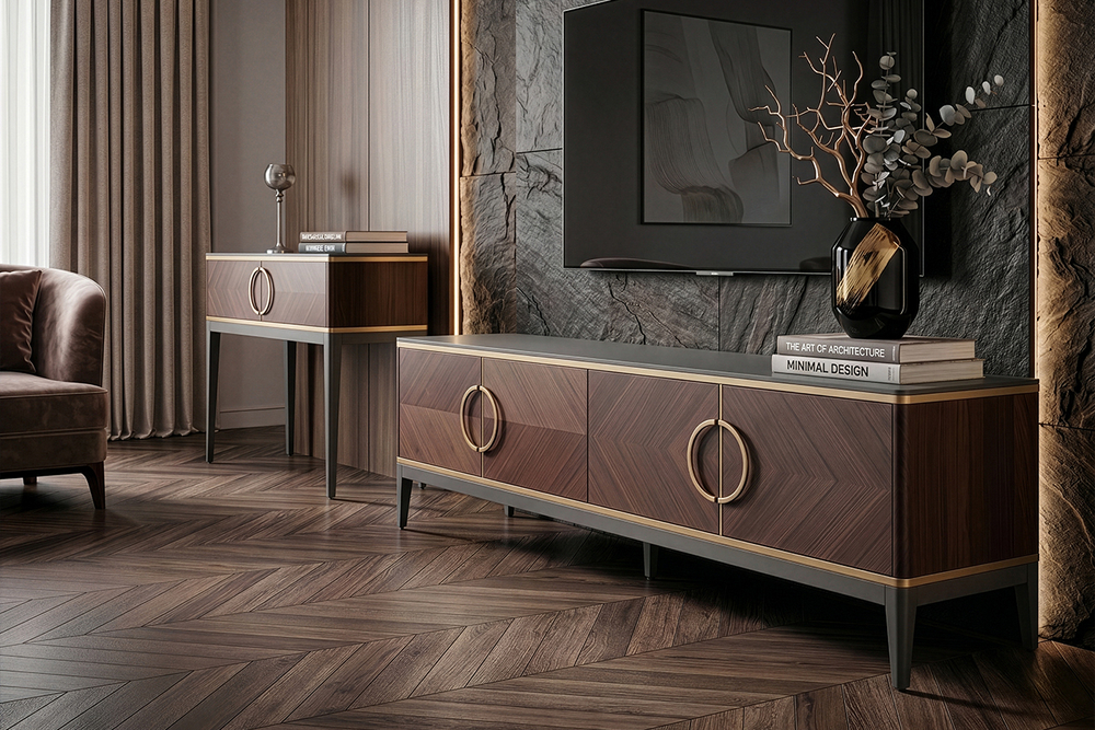 Тумба под ТВ 4-х дверная шпон 200x58x40см Garda Decor