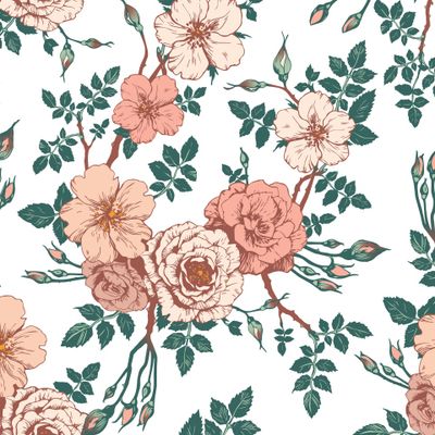 Винтажные розы на белом фоне