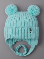 Шапка детская осенняя с завязками и помпонами