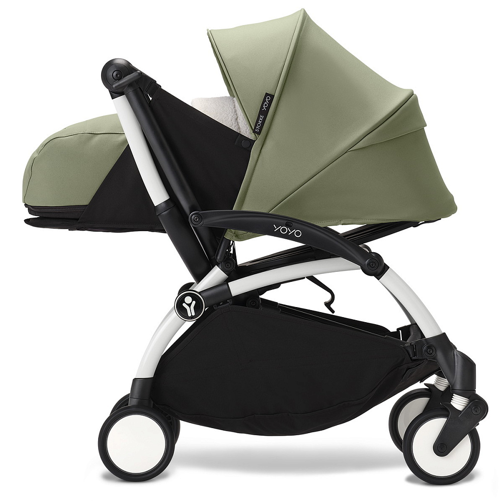 Коляска для новорожденных Stokke YOYO3 Newborn Pack 0+ рама белая White Olive