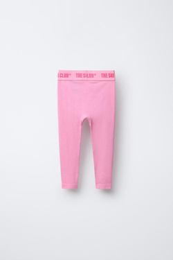 ZARA ТЕРМОЛЕГИНСЫ В РУБЧИК С РЕЛЬЕФНОЙ НАДПИСЬЮ, РОЗОВЫЙ