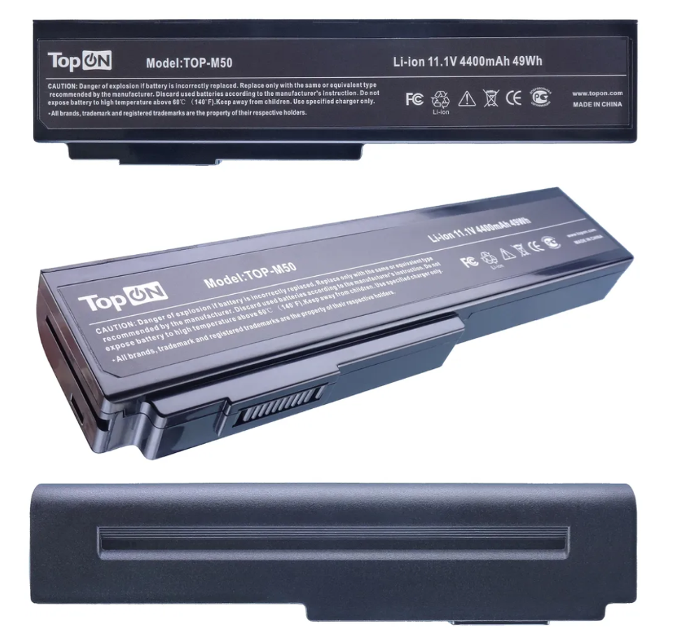 Аккумулятор для ноутбука Asus M50S, N43, X55, G50, G60, L50, A32-M50 11.1V 4400mAh 49Wh TopOn