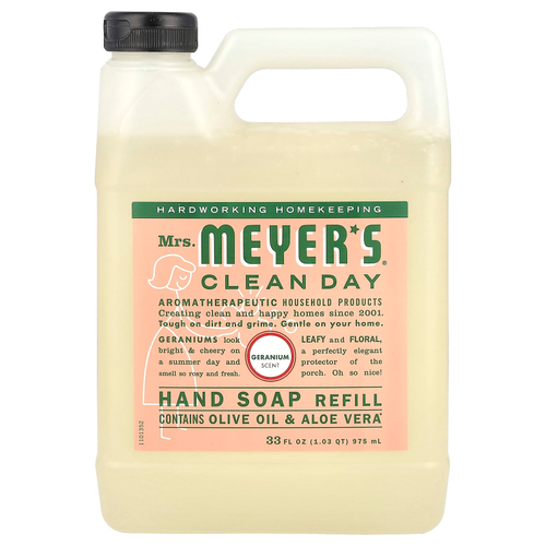 Mrs. Meyers Clean Day, Refill мыло для рук, герань, 975 мл (33 жидк. Унции)