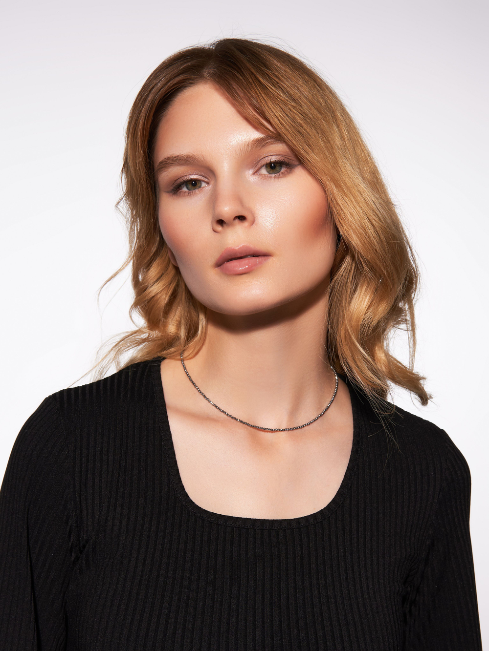 Чокер на шею женский, из голубого агата - сапфирина, бижутерия