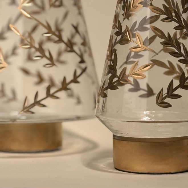 Декор Елка 23*12*12см, стекло, золотые лепестки