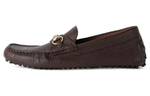 GUCCI Leather Horsebit Casual Shoes Men"s Dark Brown