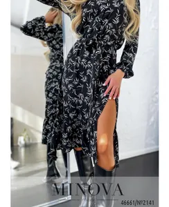 Платье 2141-черно-белый Minova