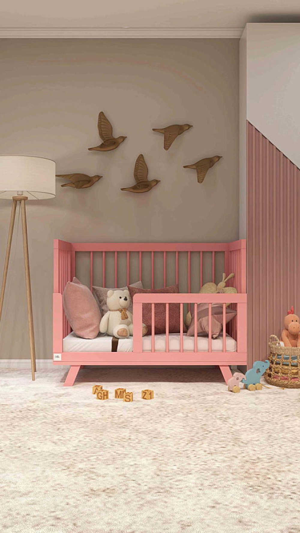 Кроватка детская Lillaland Lilla Aria с маятником Antique Pink