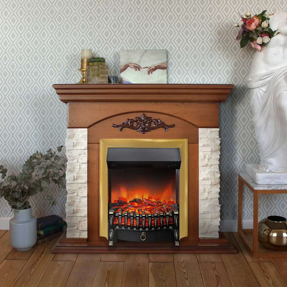 Каминокомплект Real Flame Neapolis NT с очагом Fobos Lux Brass