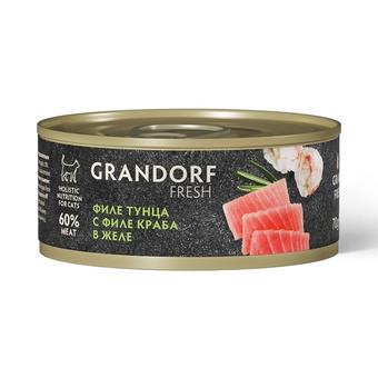 Влажный корм GRANDORF FRESH Tuna with crab in jelly Консервы для кошек GRANDORF FRESH Филе тунца с филе краба в желе 6уп по 70гр