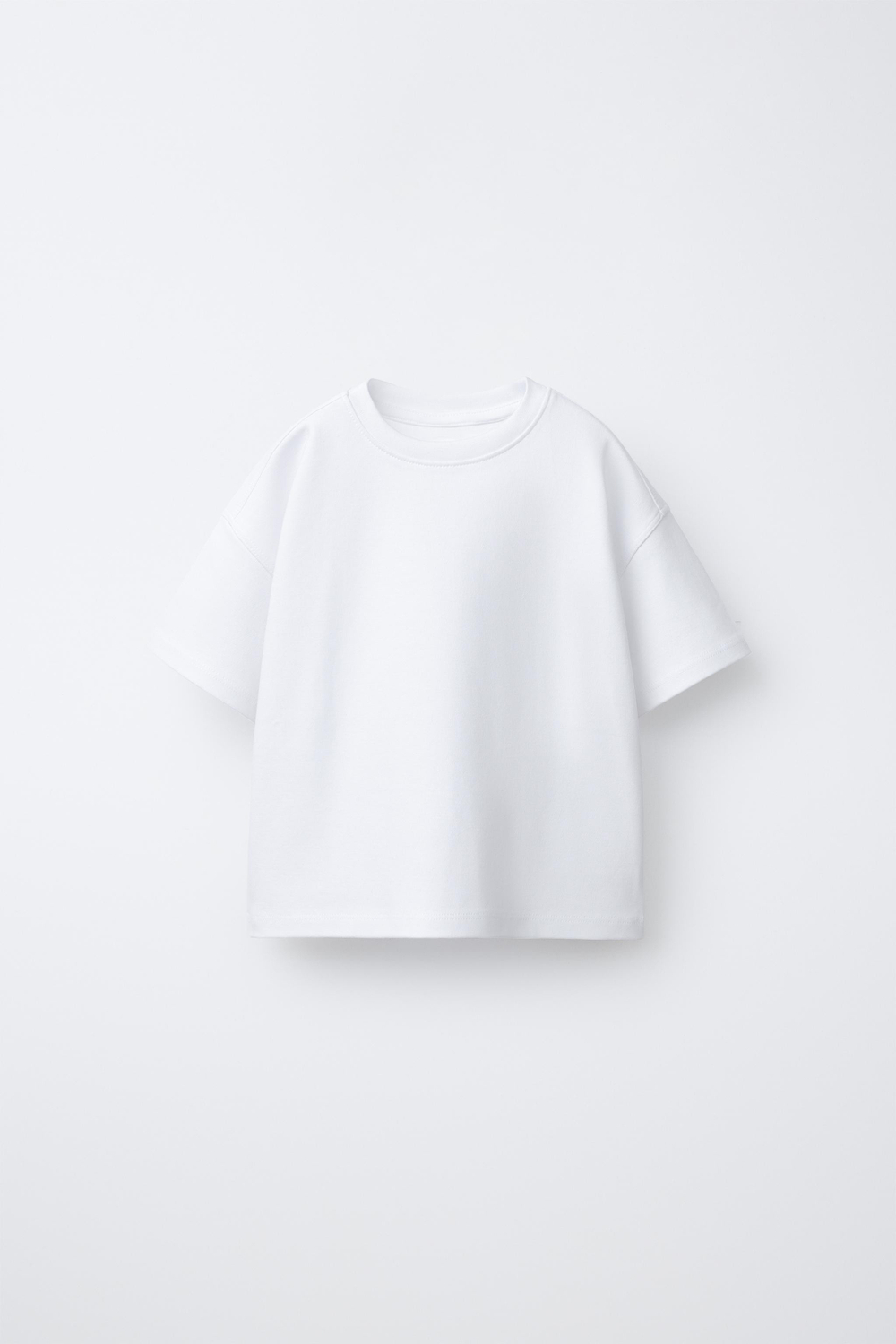 ZARA БАЗОВАЯ ФУТБОЛКА INTERLOCK, БЕЛЫЙ