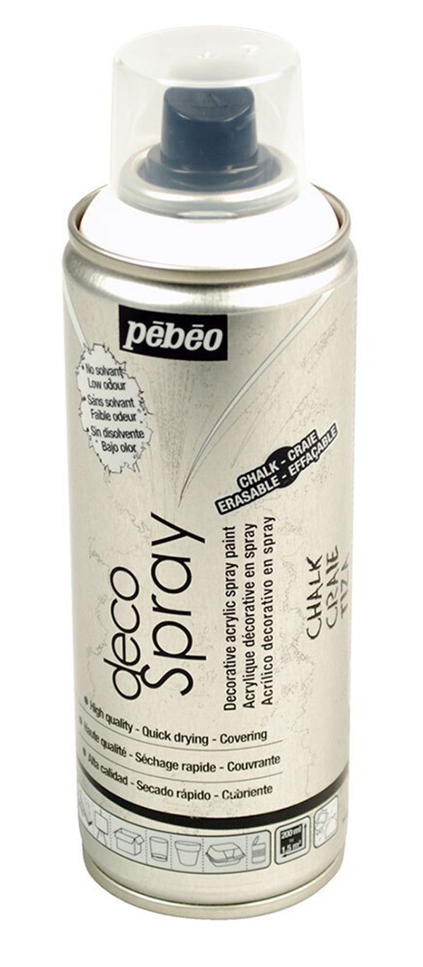 Краска меловая аэрозольная смываемая на водной основе decoSpray 200 мл, 094001 белый, Pebeo
