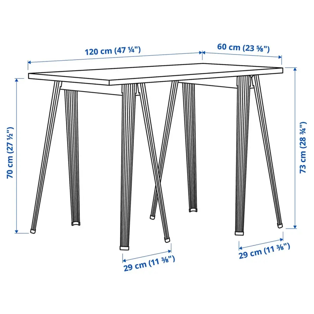 Письменный стол - IKEA LAGKAPTEN/NÄRSPEL/NARSPEL, 120х60 см, под беленый дуб/темно-серый, ЛАГКАПТЕН/НЭРСПЕЛЬ ИКЕА