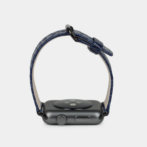 Ремешок для Apple Watch 44/45/46 mm из кожи ящерицы, синего цвета