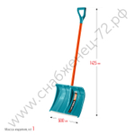 GRINDA FIBER-500, ширина 500 мм, пластик, с алюминиевой планкой, особопрочный легк. черенок из фибергласса, V-ручка, снеговая лопата, PROLine (39940)