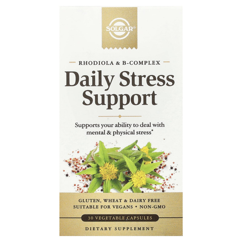 Solgar, Rhodiola & B-Complex, ежедневная поддержка при стрессе, 30 растительных капсул