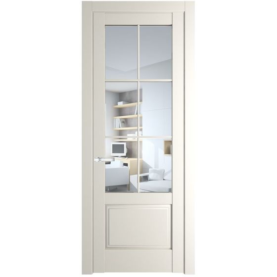 Межкомнатная дверь эмаль Profil Doors 4.2.2 (р.6) PD перламутр белый стекло прозрачное