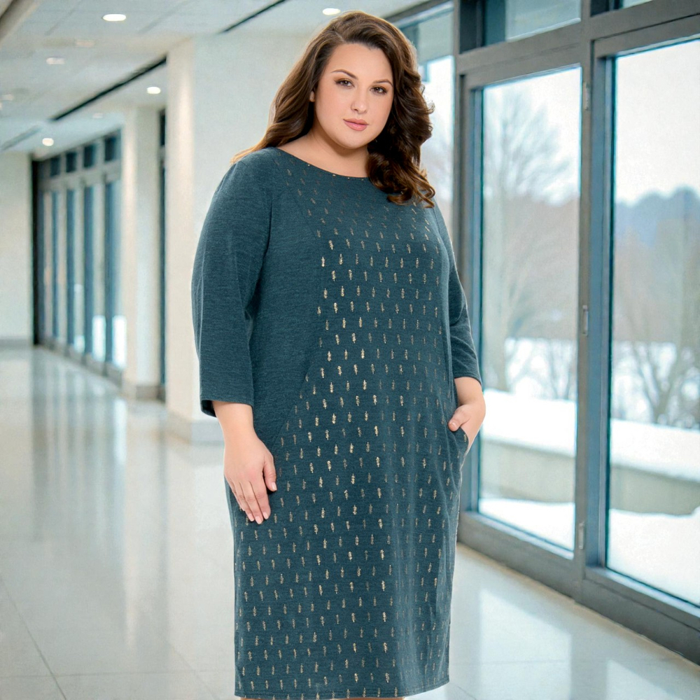 Платье с рельефами Ангора, изумруд