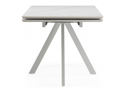 Керамический стол Woodville Вилли 140(200)х80 белый мрамор snow white, серый