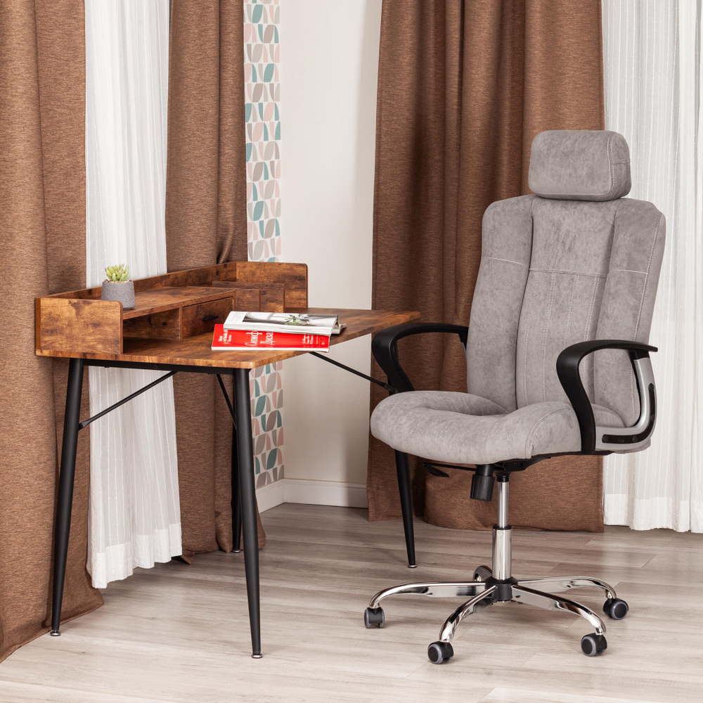 Кресло OXFORD хром флок , серый, 29