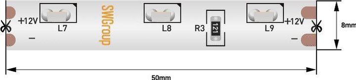 Светодиодная влагозащищенная лента SWG 4,8W/m 60LED/m 315SMD холодный белый 5M 002203