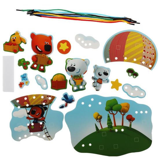 IQ-липучки со шнурком. Лесная поляна. Воздушный шар. Ми-ми-мишки. Умные игры