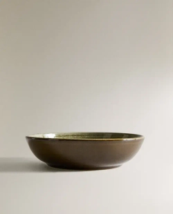 ZARA HOME ГЛУБОКАЯ ТАРЕЛКА ИЗ ФАЯНСА СО СПИРАЛЬНЫМ УЗОРОМ, ЗЕЛЕНЫЙ