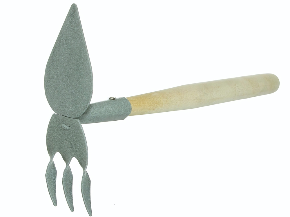 Мотыжка комбинированная 3-х зубая с лепестком с черенком