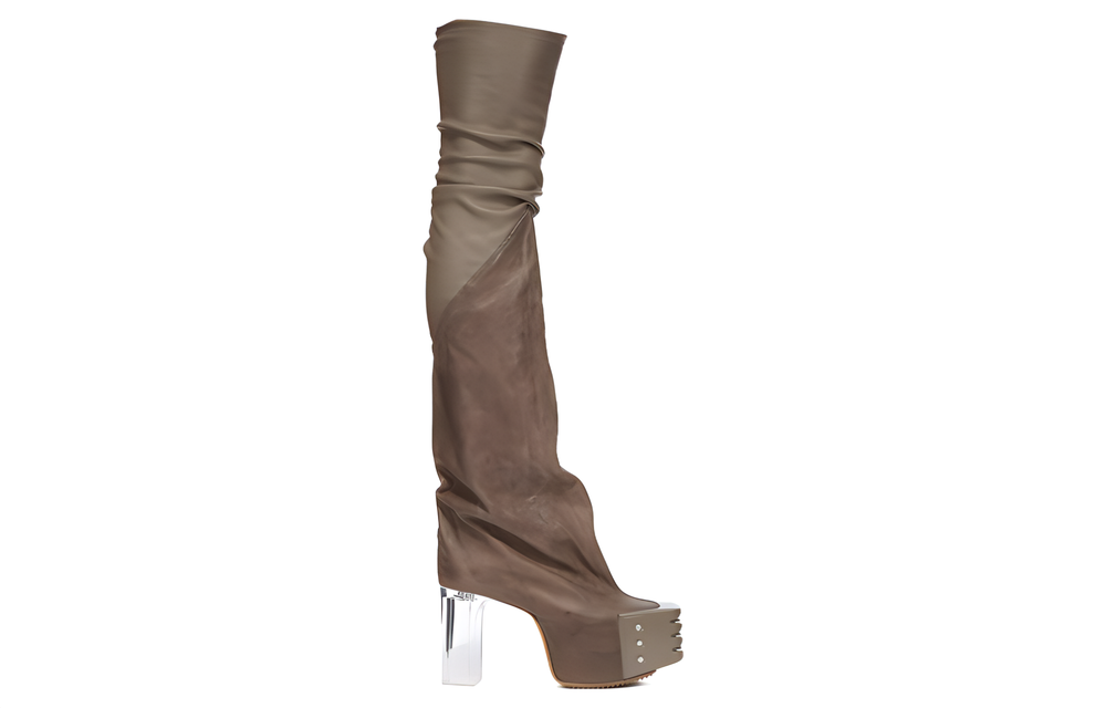 RICK OWENS/RO Over the knee Boots 12cm Men"s Gray