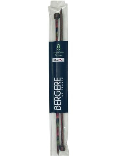 Спицы прямые кубики деревянные №8 (береза) 35 см Франция