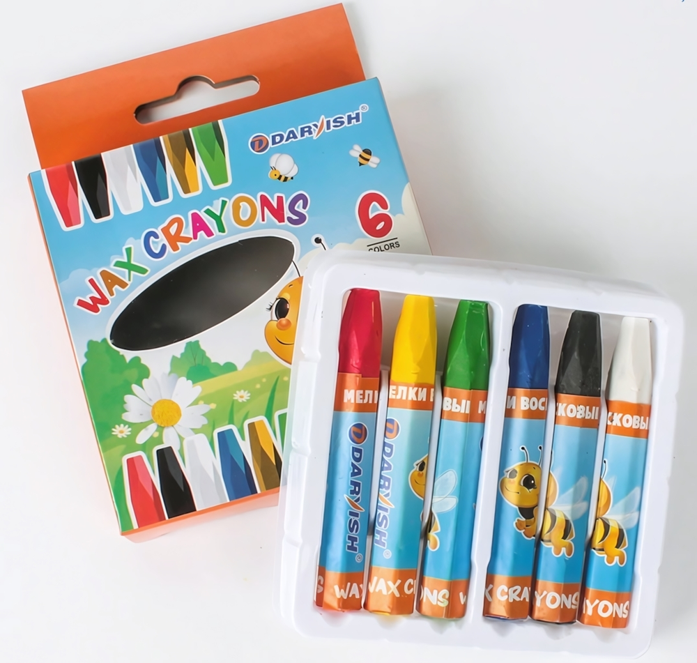 Мелки восковые 6цв. (Darvish)