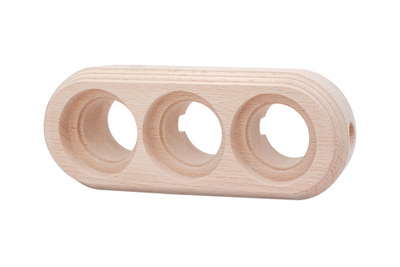 Рамка 3-местная для монтажа с декоративной трубой, бук, цвет натурэль (2 выхода) BF1-630-10/T-2