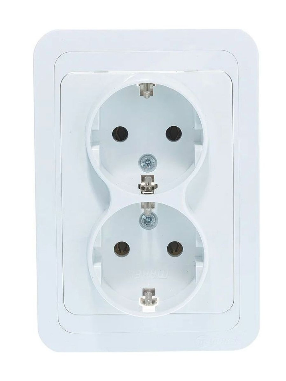 Двойная розетка с заземлением, белая Makel Mimoza 12082
