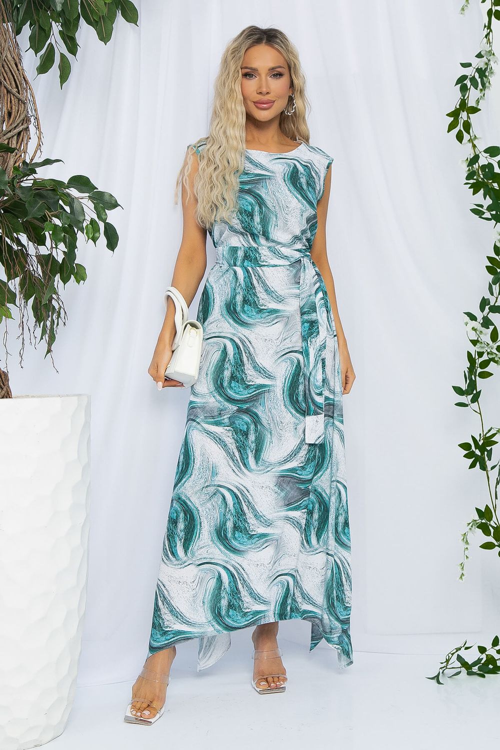 Платье Иниша (бело-зеленое) П13178-4М LT Collection