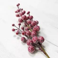 Ветвь Блестящая из красных ягод 35 см., Christmas DeLuxe (89162)