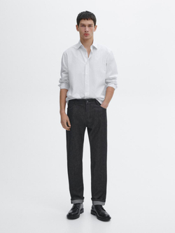 Massimo Dutti Зауженные джинсы из смесового хлопка, черный